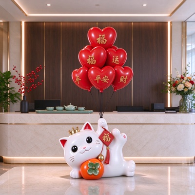 高级感公司前台招财猫柿子摆件开店礼物新款装饰品摆件精致工艺品