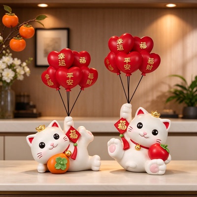 开店送礼全套招财猫开业礼物店铺前台新中式台面摆件精致工艺品