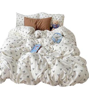 母级水015洗棉套床上四件小清新床单被款 套床笠学生宿舍婴三件套