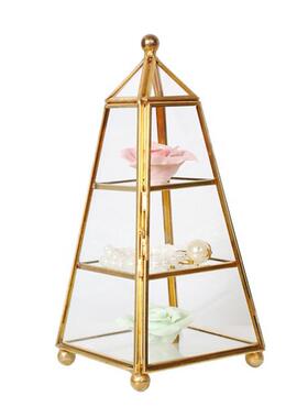 欧玻式子璃CSM-H082首饰盒三层饰品收纳复古首饰珠宝盒珠宝展示道