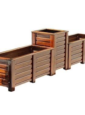 防阳腐实防磨木-PDCH花箱碳化木庭院台户花盆长方形大号外种植箱