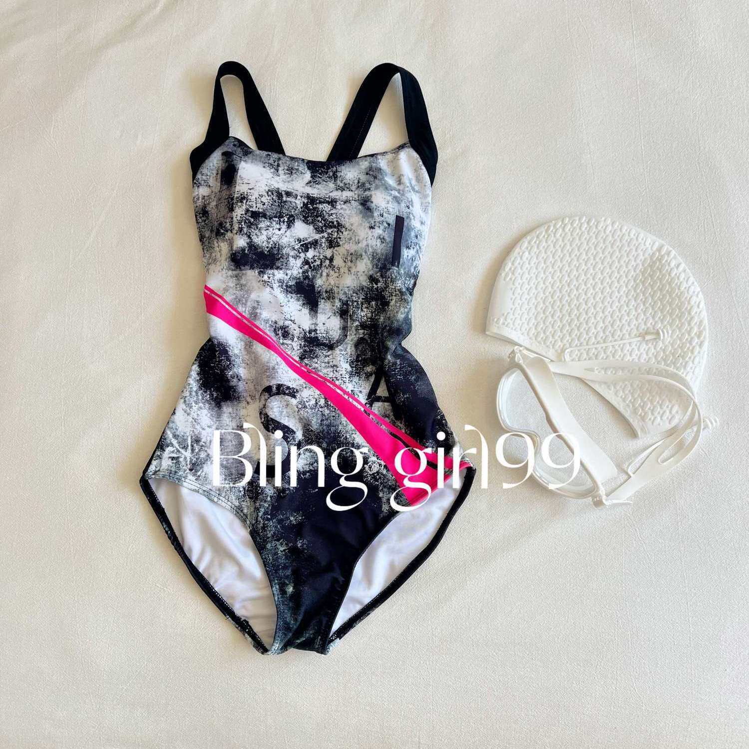 泳衣女遮肚不兜水连体显瘦竞速新款三角带胸垫绝美训练比赛泳装图片