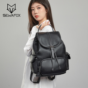 通勤电脑背包大学生书包英伦风双肩包时尚百搭皮质包包休闲单肩包
