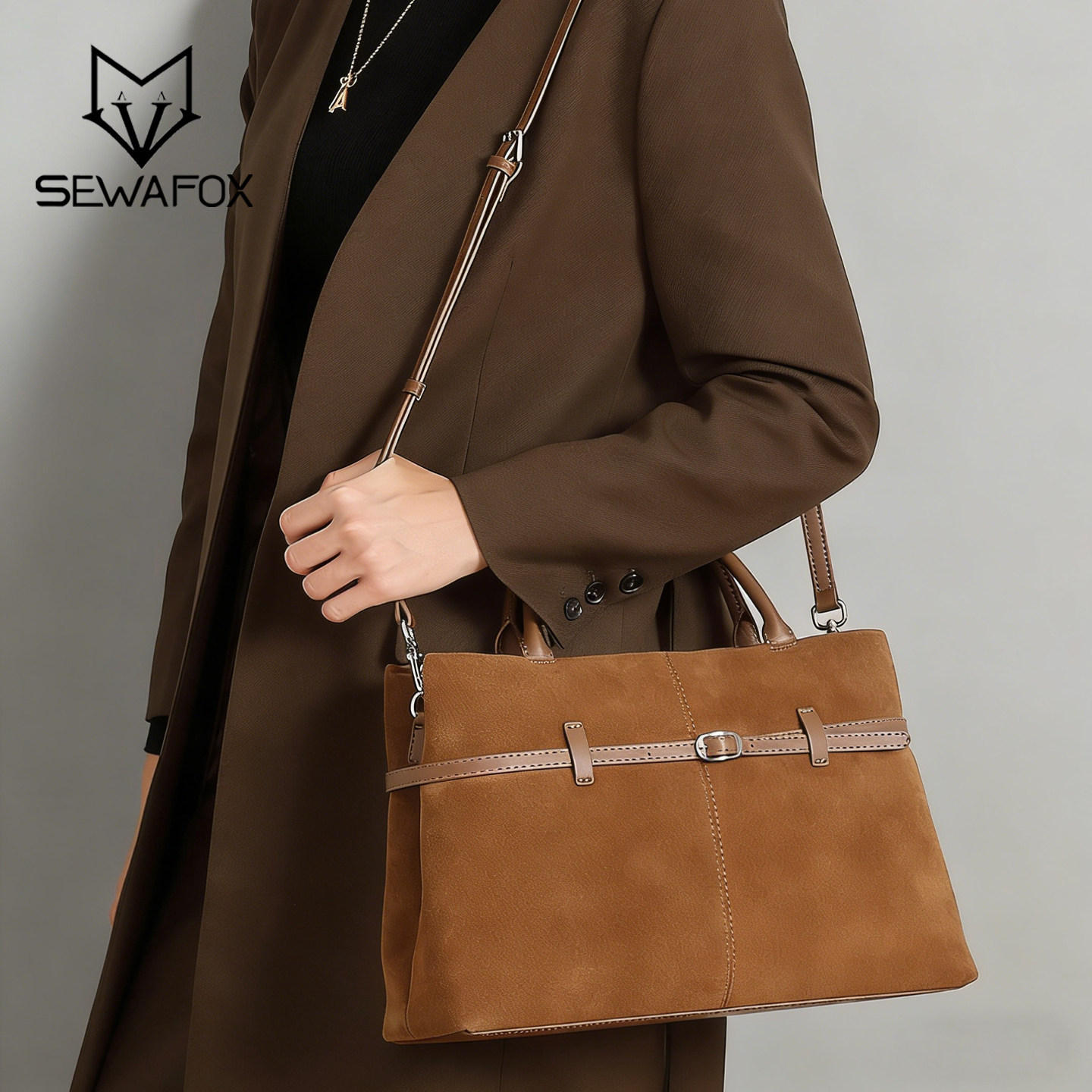 麂皮托特包磨砂皮大容量手提包松弛感皮质通勤包单肩斜挎包女2026