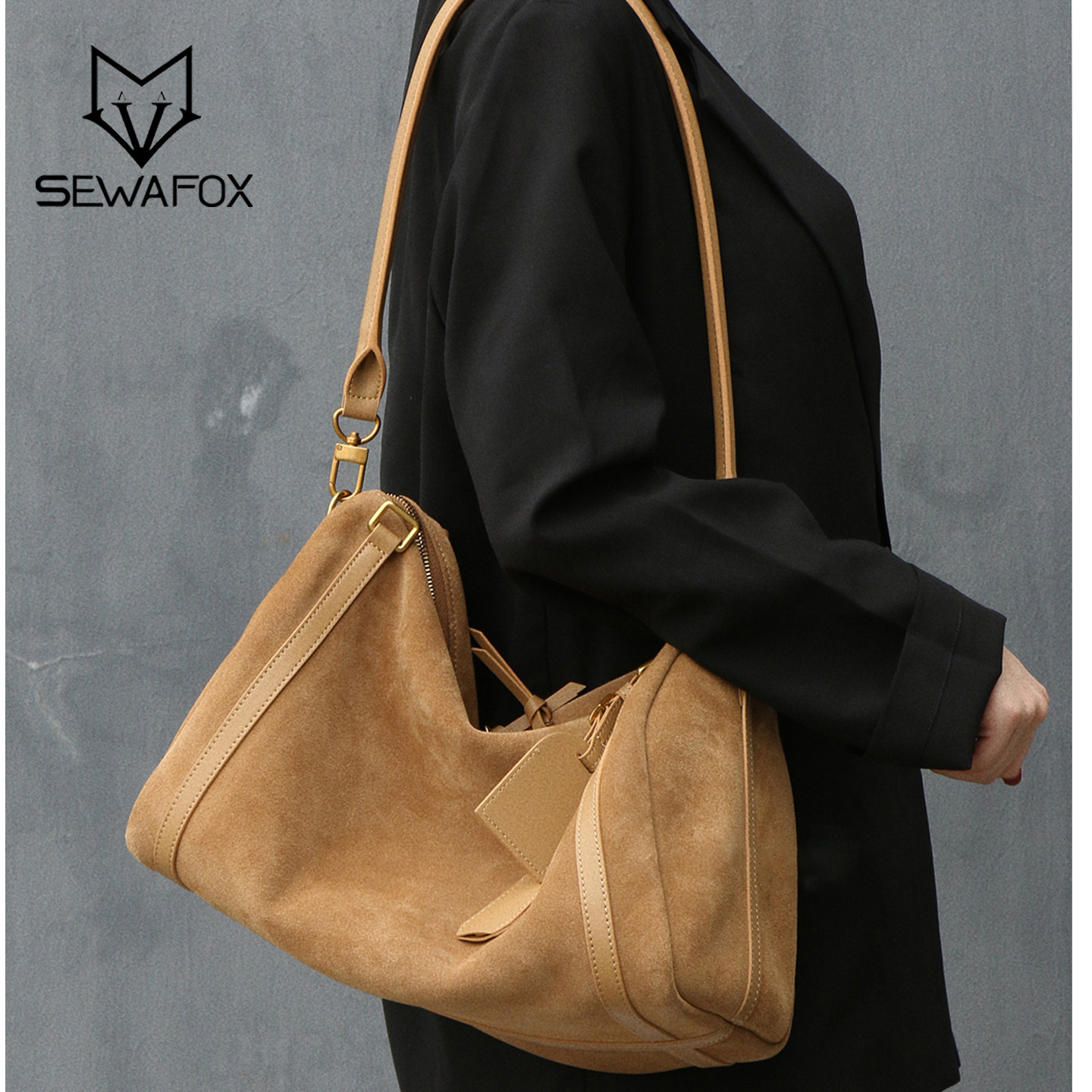 磨砂皮枕头包女单肩斜挎波士顿包百搭腋下包保龄球包大容量托特包