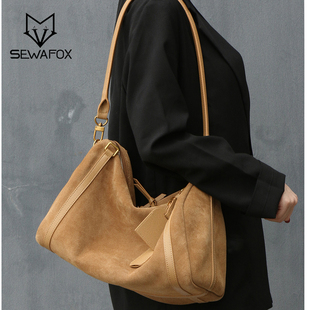 磨砂皮枕头包女单肩斜挎波士顿包百搭腋下包保龄球包大容量托特包