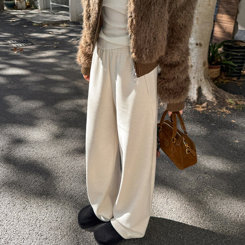 高腰百搭长裤显瘦加绒阔腿裤