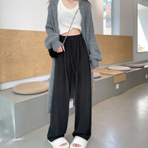 高腰简约长裤显瘦休闲阔腿裤