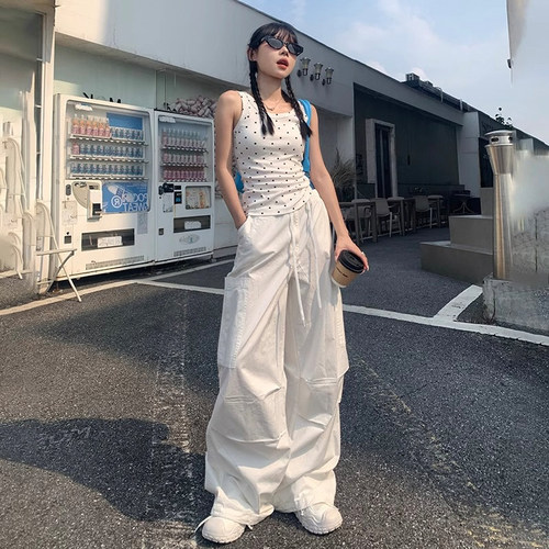 高腰百搭TQRY长裤显瘦薄款工装裤