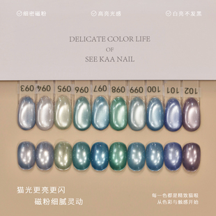 seekaa西卡美甲胶冰透清冷感玻璃猫眼蓝泡泡幻想猫眼罐装美甲油胶