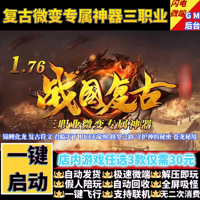传奇单机版1.76战国复古微变专属神器三职业假人GM后台微端联机网