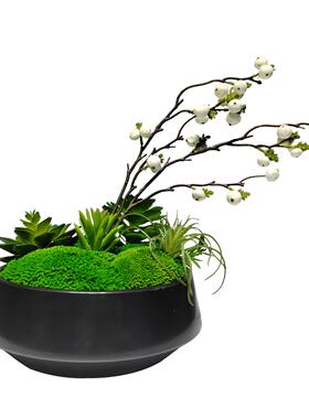 新中艺1272式仿真花苔藓现代桌摆件餐厅绿植酒店样面板间盆栽摆装