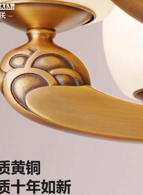 美式别墅全铜吊灯客厅灯复古复式楼大厅餐厅卧室简约欧式云石灯具