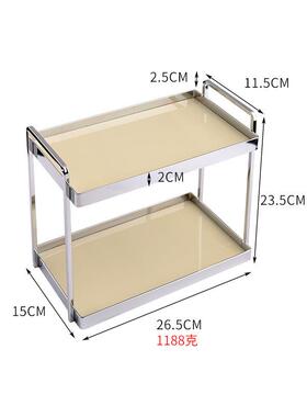 轻奢双卫层044-XT-J桌面玄银收纳架子厨房生间关化妆品水杯亚克力