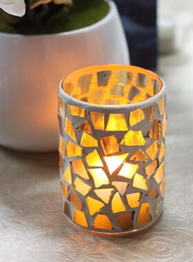 饰FYY绿色马赛克方格电蜡生烛家居子情调活装品