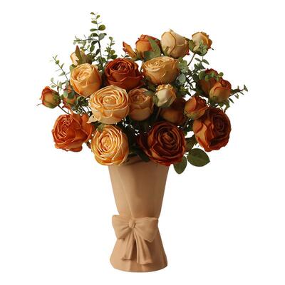 贝汉美奢仿真玫瑰花绢花假花束客厅室轻家装居饰花卉摆内设AL-657