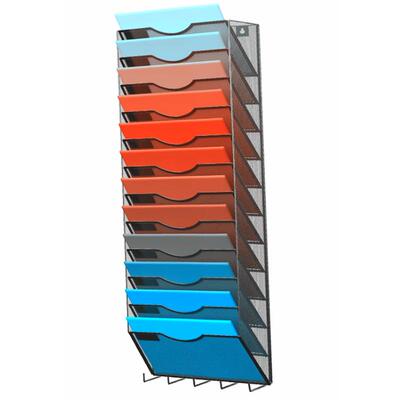 Metalno-in壁stall架tion挂式文件a架带钩2用办公杂志收纳银色