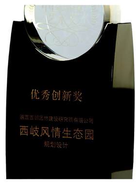 奖杯水晶黑白水晶玻璃结合艺术工艺礼品创新奖杯制作