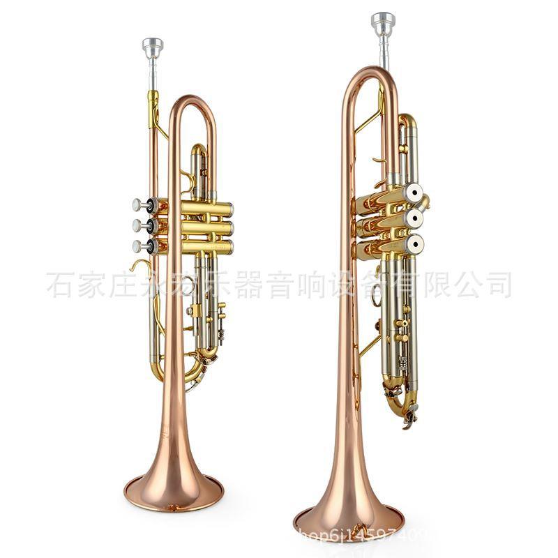 JYTR-M300高档三色小号乐器活塞磷铜喇叭口降B高档小号M300