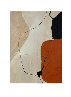 手绘画橙色抽象客厅玄装HNC饰竖版现代砂岩油立体肌理正画对门挂