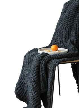 北欧毛约粗毛线毯纯色简雪尼针织休闲毯加NMM厚沙发盖腿毯午睡尔