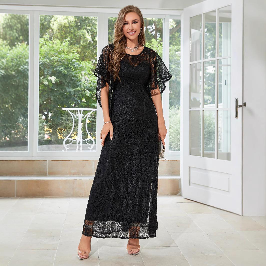 dress evening temperament elegant daily dress waist neck