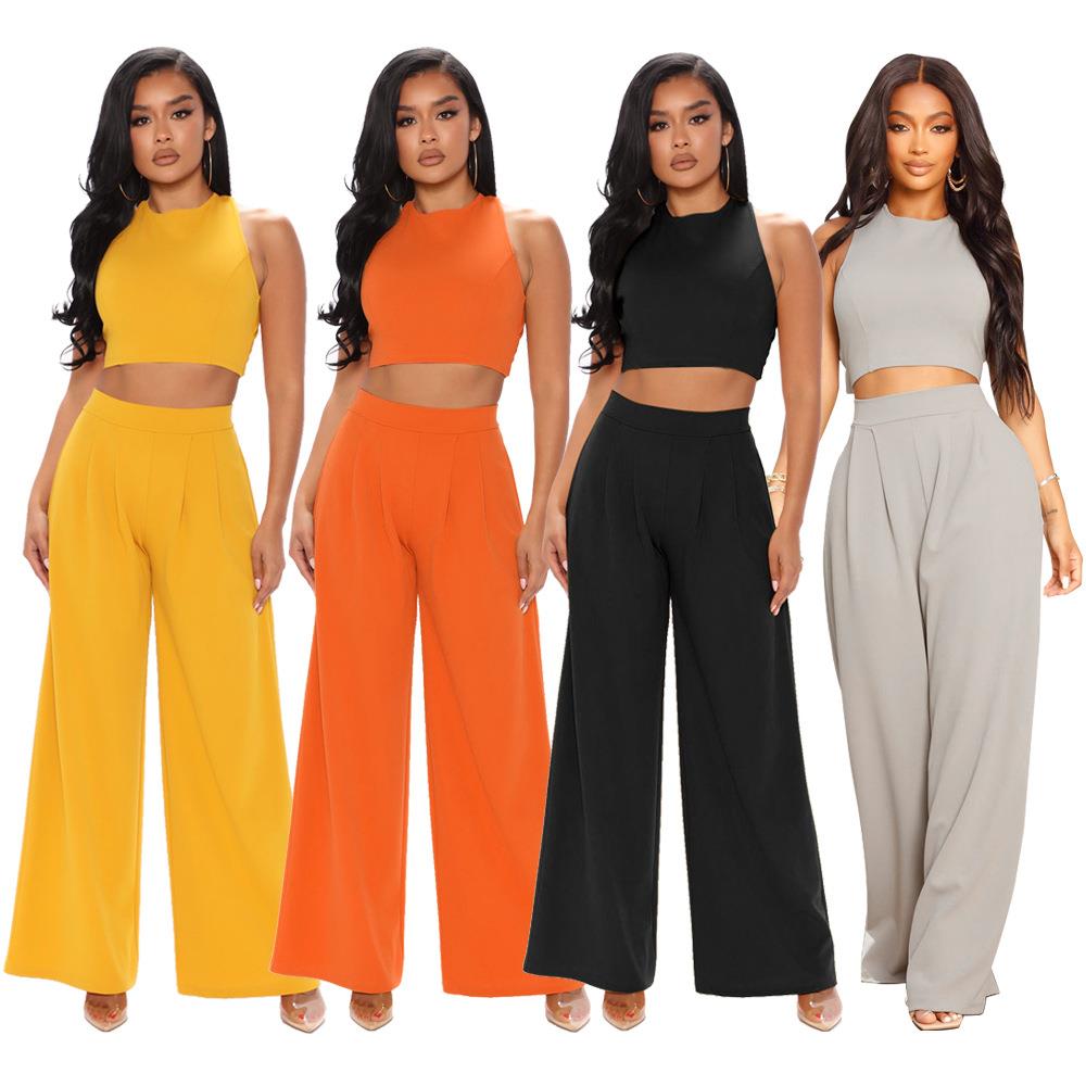 casual vest straight-leg pants two-piece flared