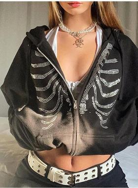 sternum casual loose style color diamond hooded solid