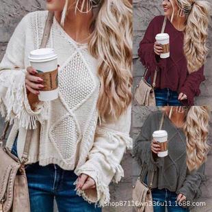 Fashionista Sleeve Tassel shoulder Pullover Off Sweater