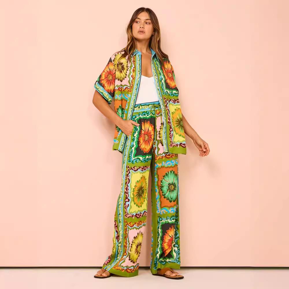 suit drawstring loose leisure holiday short-sleeved