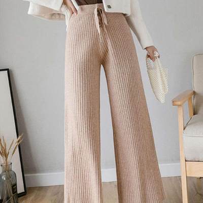 Knitted straight wide-leg pants for women large size