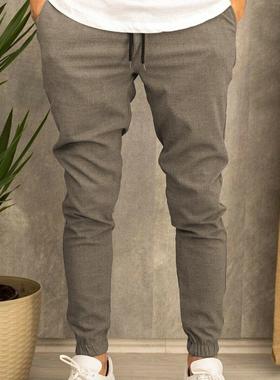 Mens Casual Trousers Suit Fabric Casual Jogging Pants