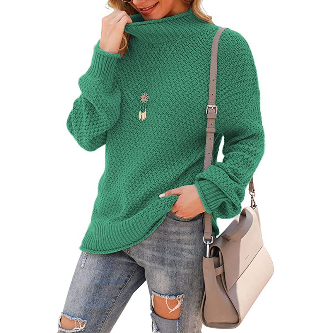 Long Turtleneck Knit Oversized Batwing Pullover Thick