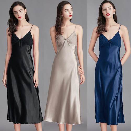clothes home long sexy nightdress silk ice ladies summer