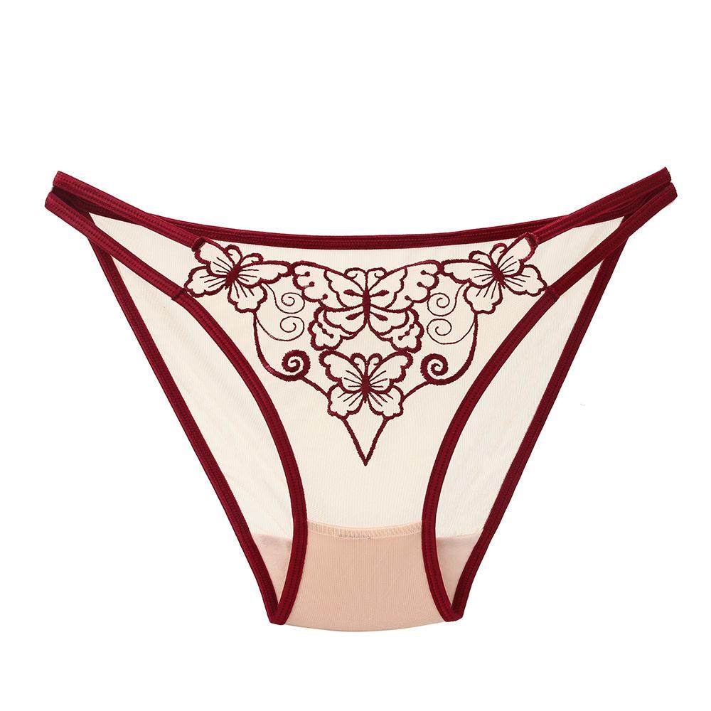 Embroidered sexy panties for girls breathable tulle