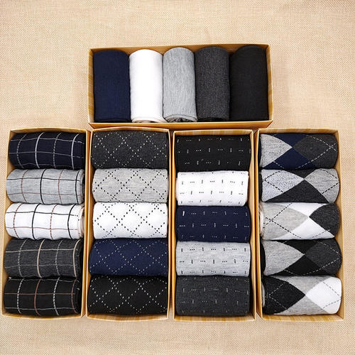 男袜子Mens 5Pcs Cotton Socks For Men 2020 Dress Sock Stripe