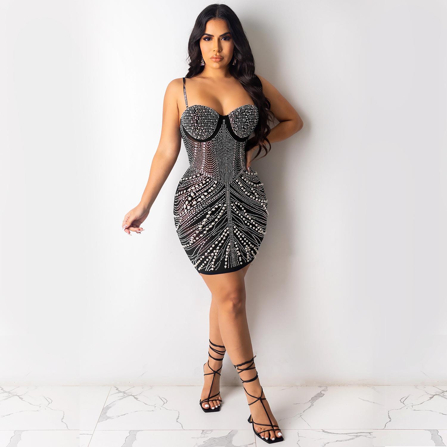 for chest suspenders diamond dress wrap Sexy hot nightclub