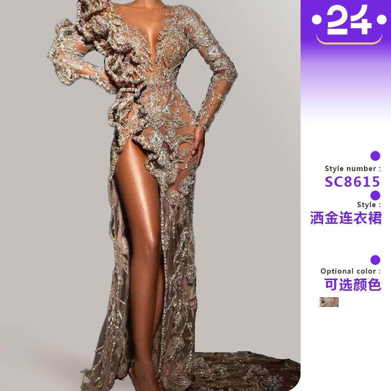 sparkly evening dresses mermaid shining sequined sleeves