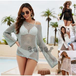 womens sleeve loose neck round sweater Knitted trumpet