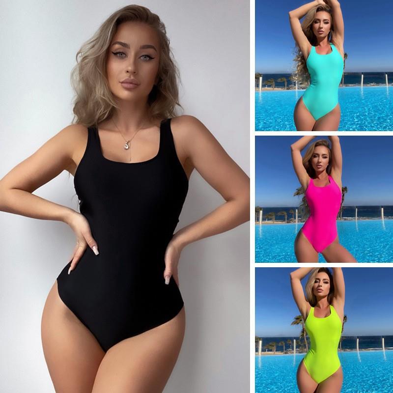 one-piece beach tight women swimsuit one-piece color solid