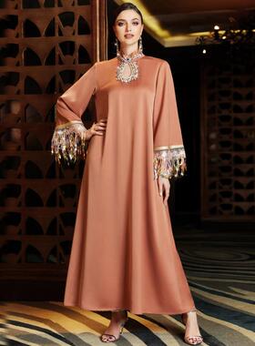 hollow dress laser gradient long neckline tassel Fantasy