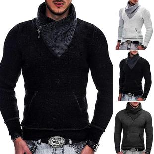Sweater Long Sleeve Mens Clothing Pocket Fashion