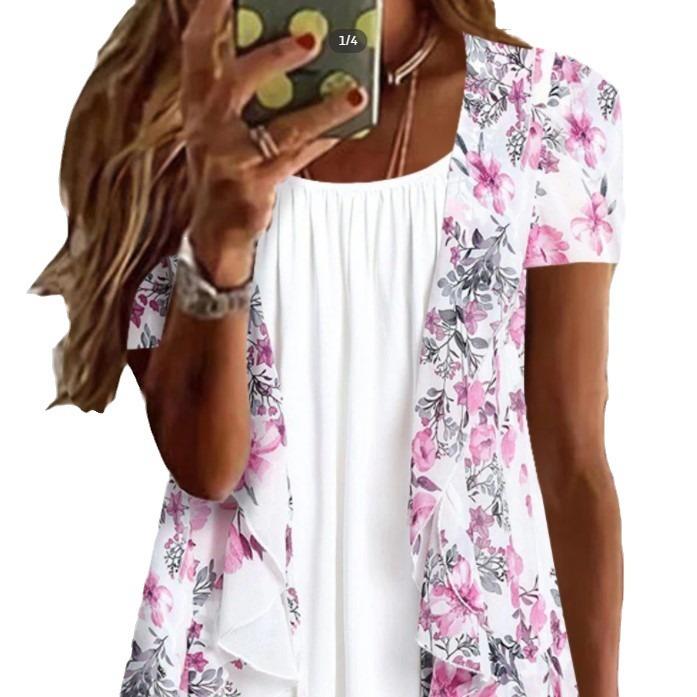 Crew Neck Floral Relaxed Tunic Top