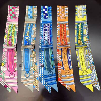 2023 New Design Plaid Print Skinny Spring Scarf Women Luxury