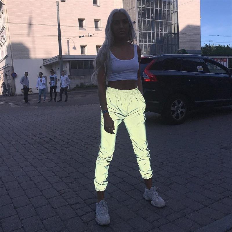 Luminous elastic casual pants for men and women with