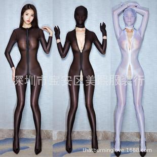 and foot-covering smooth head-covering zipper with jumpsuit