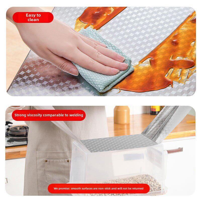 日本厨房防油贴纸油烟机炉耐高温不干胶壁纸防水防潮柜台铝箔纸