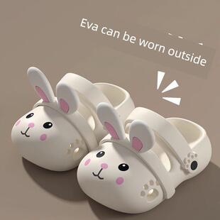 卡通兔子儿童洞洞鞋凉拖鞋夏季女孩EVA防滑防臭厚软底宝宝踩屎感