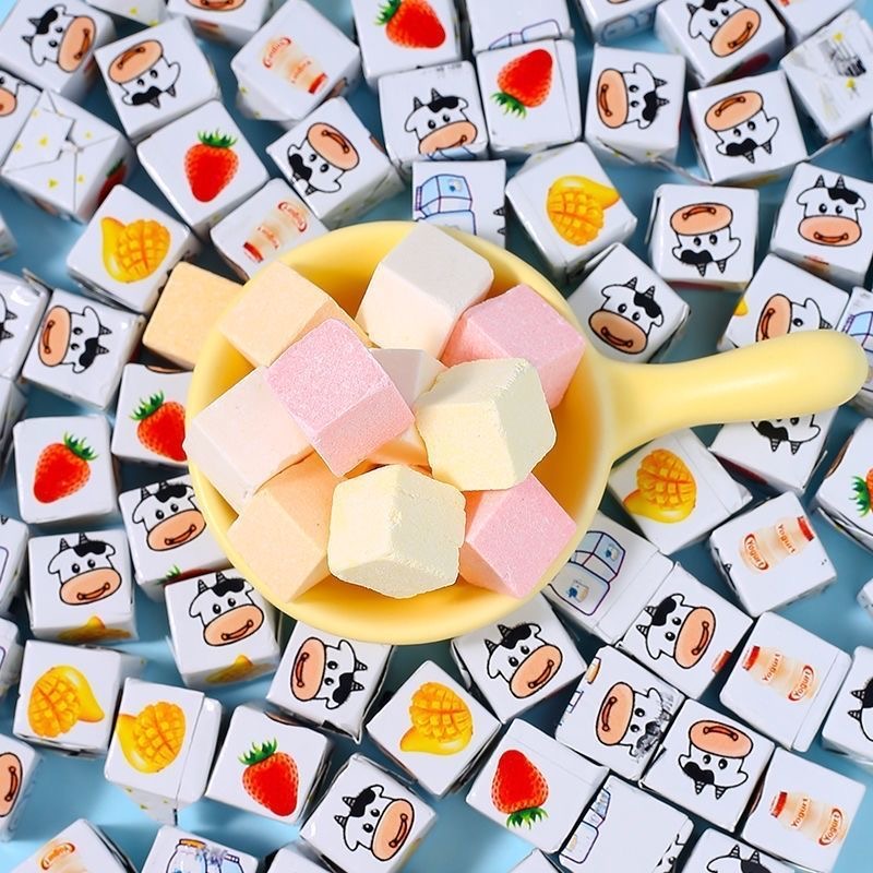 牛奶味奶酪糖小方块糖果多口味奶糖干吃奶片卡通儿童零食糖果批发