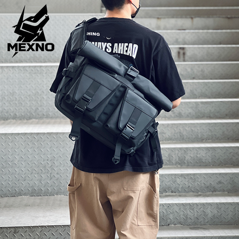 新款男款机能斜跨包男士运动防水旅行单肩包大容量电脑扩容邮差包